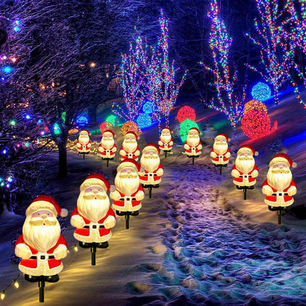 d 6-Pack Solar Christmas Garden Stake Lights, Outdoor Waterproof Solar Santa Claus Garden Stake Christmas Pathway Lights for Christmas Decorations Garden Lawn Pathway Patio (8 Modes)