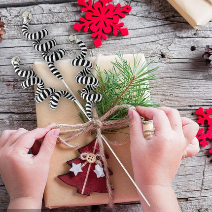 4PC Set Black/White Christmas Tree Picks Christmas Tree Decoration Woolen Bells Curly Pick, Christmas Tree Decorations Halloween Decoration Home Office Paty Ornaments