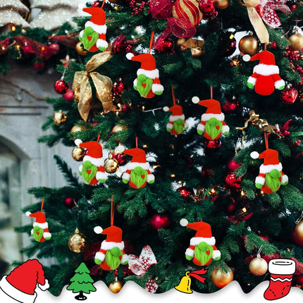 Syhood 8 Pcs Lime Green Furry Gnome Ornament Christmas Red and Green Hanging Ornament Xmas Cute Gnome Plush Doll s with Rope for Christmas Tree Decorations Party Home Fireplace Stair Window