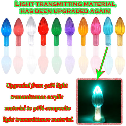 110Pcs in 10 Colors Ceramic Christmas Tree Replacement Bulbs - Plastic Lights Pegs, Included Angel Topper＆Snowflake Top＆Cross Stars.