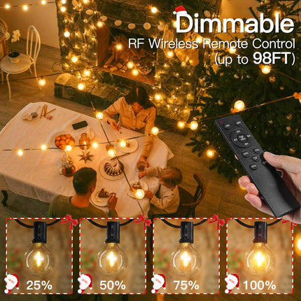 shineshine 150 FT Outdoor String Lights with Remote/Dimmer, Waterproof Patio Lights with 75+4 LED Shatterproof Bulbs, Connectable Outside Hanging Light for Yard Porch Deck Christmas
