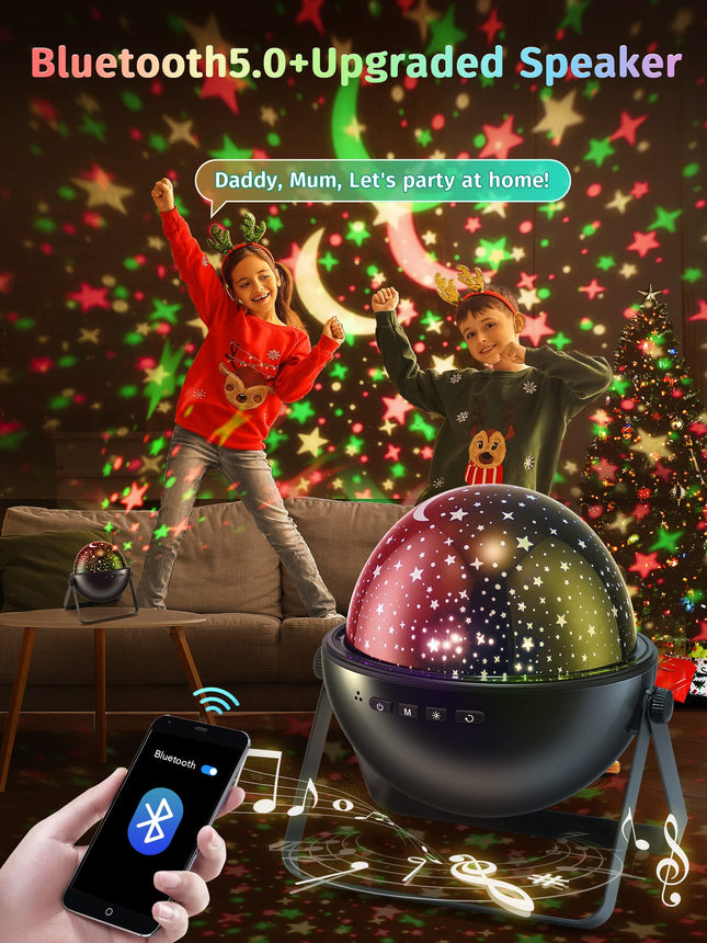 Star Projector Night Light for Kids Room, Bluetooth Speaker+Remote Star Projector for Kids, 48 Lighting Cool Star Light Projector for Kids Room Decor, Christmas s for Kids Night Light Projector