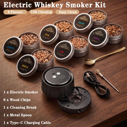 AOZUO Whiskey Smoker Kit - Electric Cocktail Smoker with 6 Wood Chips