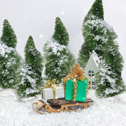 12 Pcs Green Mini Christmas Trees Whimsical Curved Christmas Frost Trees Artificial Xmas Mini Table Decoration for Christmas Village Home Kitchen Christmas Party