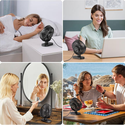 Easyacc 6.5 Inch Usb Desk Fan, Small Desk Fan With Strong Airflow 360°Adjustment 3 Speeds Quiet] Small Portable Desk Travel Fan