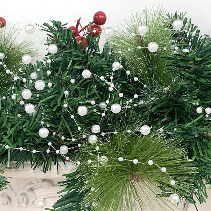 66 Ft Christmas Beads Garland Decoration Pearl Strands Chain for Christmas Tree Decoration Indoor Outdoor Home Mantle Fireplace Holiday Decor,Silver