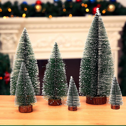 6 PCS Bottle Brush Trees Mini Christmas Trees Table Top Pine Tree Small Sisal Trees for Christmas Decor Dollhouse Decorations Artificial Snow Forest Trees Miniature Xmas Trees