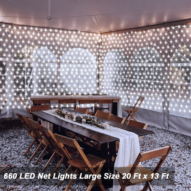 ZAIYW 660 LED Net Lights 20Ft x 13Ft Large Christmas Net Lights Plug in, Waterproof Outdoor Mesh Lights with Remote Control Timer for Bushes Garden Tree Holiday Decor (Cool White)