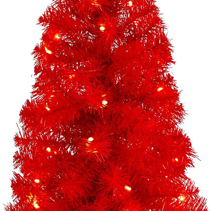 Nearly Natural 2ft. Red Artificial Christmas Tree with 35 LED Lights and 72 Bendable Branches