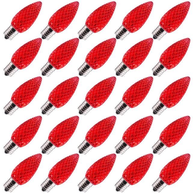 50 Pack C9 LED Replacement Christmas Light Bulb, C9 Shatterproof LED Bulb for Christmas String Light, E17 Intermediate Base, Commercial Grade Dimmable Bulbs, Red