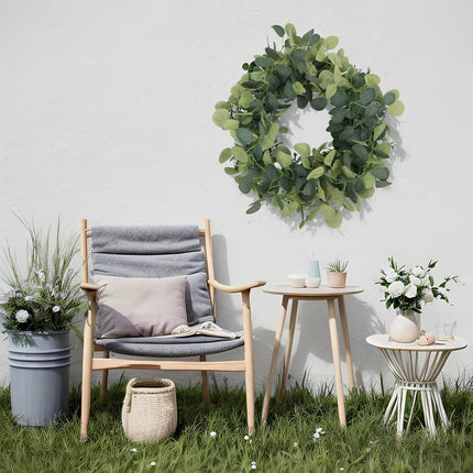 2 Pack Artificial Eucalyptus Garland Faux Silk Leaf Silver Dollar Eucalyptus Leaves Vines Handmade Garland Greenery Wedding Backdrop Indoor Outdoor Arch Wall Decoration