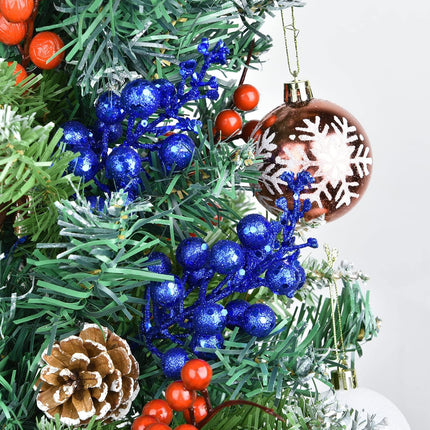 Artiflr Blue Berries Picks, 14 Pack Artificial Berry Stems for Christmas Tree Decorations, Crafts, Holiday and Home Decor, 7.9 Inches (Dark Blue)
