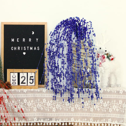 10 Pack 37" Long Artificial Glitter Berry Stem Decorative Branches Bead Sticks Fake Christmas Picks Royal Blue Ornaments for Christmas Tree Fireplace Holiday DIY Wreath Home Large Vase Decor