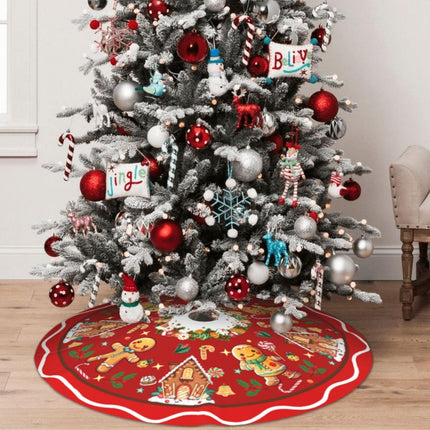 Gingerbread Man Candy Christmas Tree Skirt Xmas Tree Mat Christmas Tree Ornaments Decorations Holiday Party Indoor Outdoor 36"