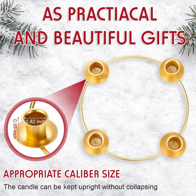 2 Pieces Advent Wreath Ring Advent Ring Candle Holder Christmas Advent Ring Wreath Table Decoration Taper Metal Candle Holder for Christmas Advent Home Decor (Round Shape)