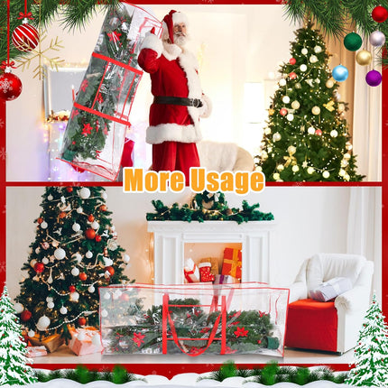 Sadnyy 2 Pcs Clear Christmas Tree Storage Bag 9ft Christmas Tree Storage Containers Waterproof Christmas Tree Bag for Storing Christmas Tree, Garland, Holiday Decorations
