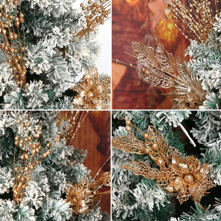 28 Pack Christmas Tree Picks and Sprays, Rose Gold Christmas Ornaments Artificial Glitter Berry Stems Branches Picks Twigs for Xmas Tree Small Vase Filler Home Holiday Wedding Party Decor