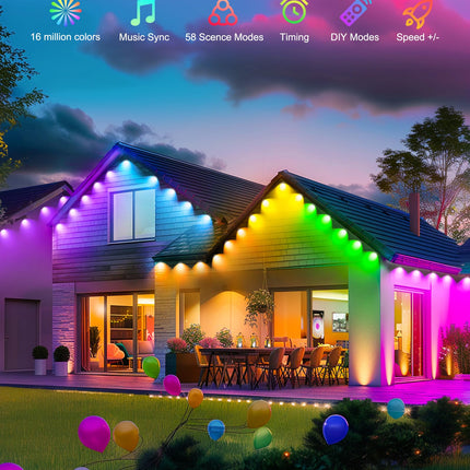 Brightown C9 LED Christmas Lights Outdoor, 150LED RGB Smart Christmas Tree Lights Music Sync DIY APP Controlled, Waterproof Connectable C9 String Lights for House Indoor Patio Xmas Decoration