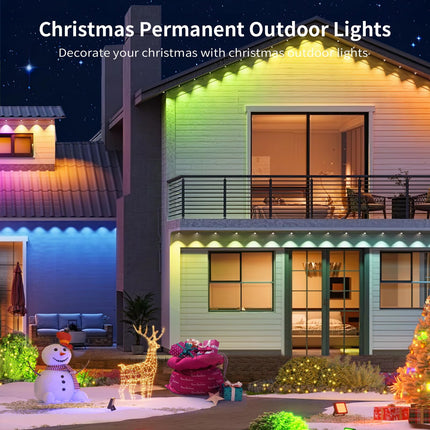 Permanent Outdoor Lights, 100FT LED Eaves Lights with 72 Smart RGB Outdoor Lights, with 75 DIY Scene Modes IP67 Waterproof, For Halloween Decorations, Christmas, Work with Alexa, Google Assistant