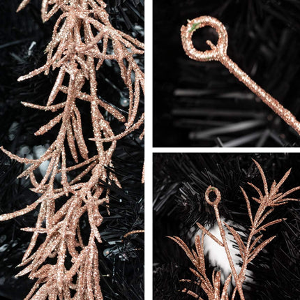 KI Store Rose Gold Glitter Christmas Garland 6-Foot Pack of 3 for Christmas Tree Decoration Wreath Front Door Table Centerpiece Car Decor