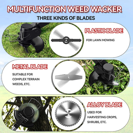 Windpost Electric Weed Wacker,650W Cordless Weed Eater,21V String Trimmers,Weed Wacker Cordless with Battery and Charger for Home Garden, Lawn, Yard, Bush Trimming & Pruning (RED)