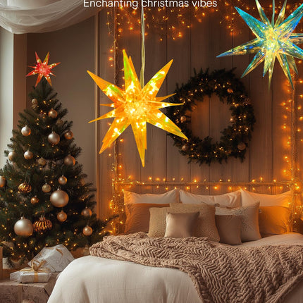 Christmas Tree Topper, 10.5" LED Moravian Star Tree Topper - Hanging Outdoor/Indoor Christmas Tree Topper - Use as Holiday Decoration, Porch Light, Wedding and Christmas Tree Decor