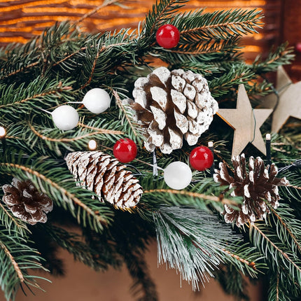 Liliful 270 Pcs Christmas Pine Cones for Crafts Holly Berry Pine Branch Set Christmas Picks and Sprays Xmas Vase Filler Wreath Decorations for DIY Crafts Home Tree Supplies