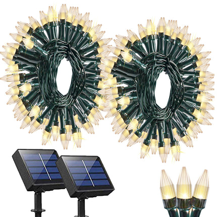 Solhice 2 Pack Solar String Lights for Outside, 200 LED 80ft Total Solar Christmas Lights Outdoor Waterproof, 8 Modes Warm White Xmas Tree Lights for Yard Garden Patio