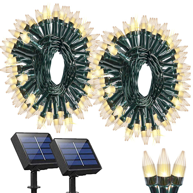 Solhice 2 Pack Solar String Lights for Outside, 200 LED 80ft Total Solar Christmas Lights Outdoor Waterproof, 8 Modes Warm White Xmas Tree Lights for Yard Garden Patio