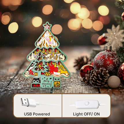 FNYDOX LED Christmas Decorations, Wooden Christmas Tree Statue for Presents, Christmas Tree Figurine for s, Modern Christmas Tree Sculpture Decor Wall Art, Original Craft Christmas Tree Ornament
