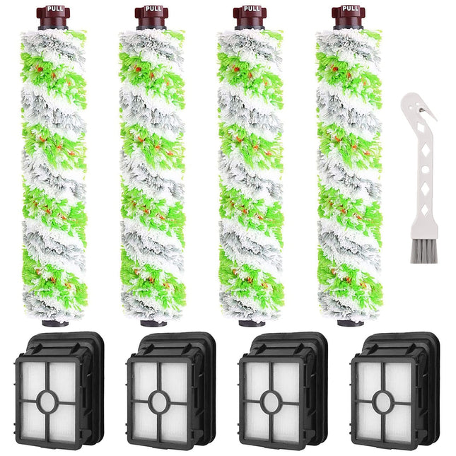 8 Pack Parts For Bissell Crosswave Pet Pro 2306A & Crosswave 1785 Series Vacuum Cleaner, 4 Pack 2460 Brush Rolls, 4 Pack 1866 Filters, Compare To Part 1613568&1613568, 1608684
