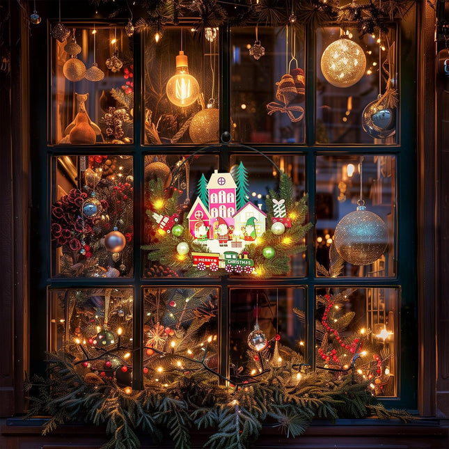 16"x13" 3D Christmas Hoop Door Sign with LED Bulbs(Batteries not Included), Christmas Hanger for Front Door Xmas Decorations Wreath Door Wreaths Signs Wall Decor for Outdoor, Indoor, Porch, Bedroom