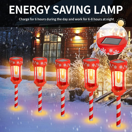 6 Pack Solar Christmas Pathway Lights - Christmas Decorative Lights Waterproof & Auto On/Off Xmas for Garden Landscape Patio Yard Walkway Decor