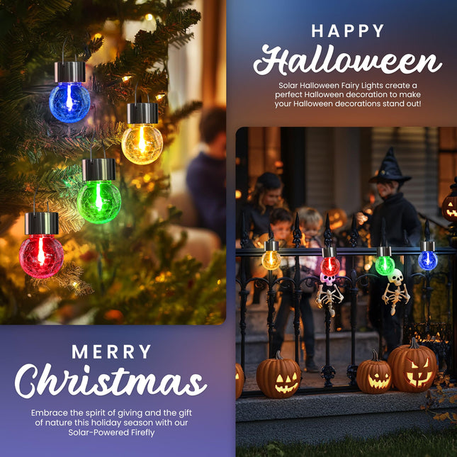 Hanging Solar Lights Outdoor, d Moving Led Beads,Solar Powered Waterproof Lighting,12 Pack Hanging Globe Solar Lights for Garden Yard Fence Christmas Decoration (Multiple Colors)