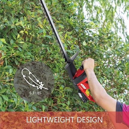 MELLCOM Hedge Trimmer, 20" Cordless Hedge Trimmer With 20V Lithium Battery, 1400 PRM Output&5/8" Cutting Capacity Lightweight Electric Hedge Trimmer For Bushes Cutting(Battery&Charger Included)