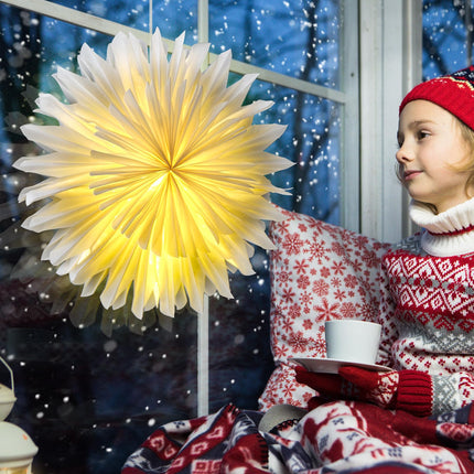 Riakrum 5 Pcs Christmas Snowflake Paper Lantern with 7 Light Star Paper Lantern Paper Lamp Frozen Party Hanging Decoration for Christmas Weddings Christmas Trees Birthday Holiday Celebration