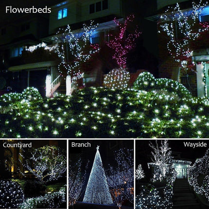 Fairy Lights Outdoor String Lights 33ft 100 LED with Memory Modes Controller, Extendable Christmas Lights Decorations for Wedding, Christmas, Party, Patio, Indoor Outdoor (Black Wire - White)