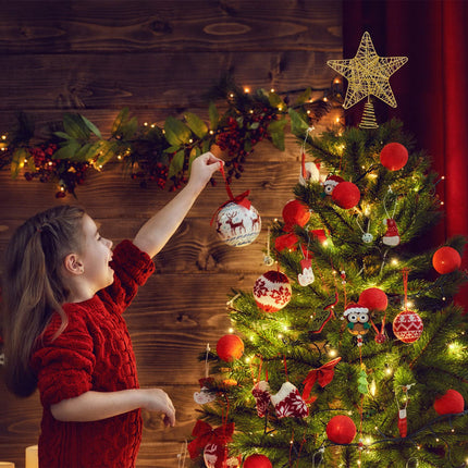 DERAYEE Christmas Tree Star Topper Decoration, Glittered Treetop Christmas Tree Decoration Seasonal Décor