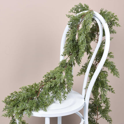 6Ft Christmas Pine Garland, Christmas Greenery Garland Realistic Cedar Artificial Cypress Garland for Holiday Mantel Fireplace Table Centerpiece Decor