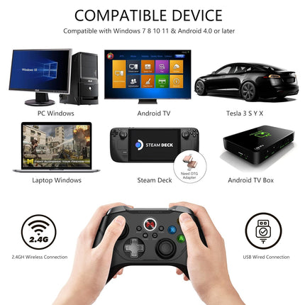 Asura 2 Pro PC Game Controller Wireless Gamepad Hall Effect Trigger Joystick For Windows 7 8 10 11,Android TV,Steam,Tesla,Simulator,with Programmable M Buttons (Black)