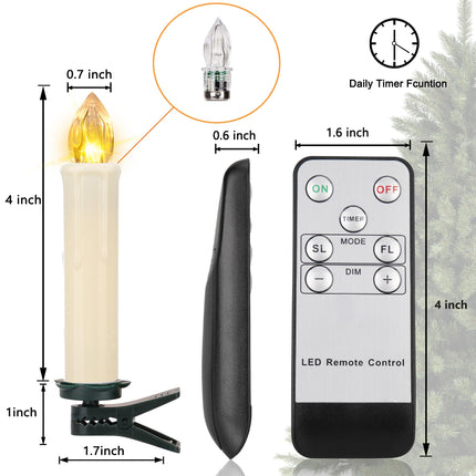 10 PCS LED Window Flameless Taper Candle, Battery Operated Christmas Tree Candle Lights with Remote Timer, Flickering Tree Candles Ideal for Christmas Garden Wedding Birthday Party Decoration.…