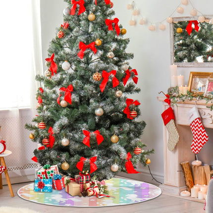 ATTX Rainbow Star Unicorn Christmas Tree Skirt 35.4 inch Ornaments Xmas Tree Skirts for Christmas Holiday Decoration Year Party