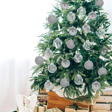 3.15 Inch Christmas Ball Ornaments for Tree - Glitter Shatterproof Christmas Balls Set, 9 Pcs Plastic Pearl Hanging Decoration Balls for Xmas Holiday Wedding Party (3.15" Silver)