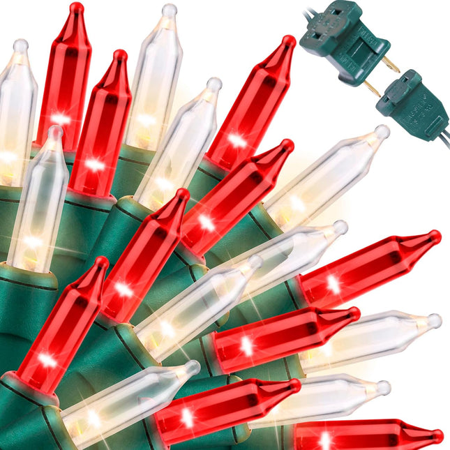 Super-Bright Extendable Red Christmas Lights Decoration 100Lights 19.6ft UL Mini Bulb String Lights for Outdoor Christmas Tree Garden Party Patio Wedding Garland Decor(Red+Clear)
