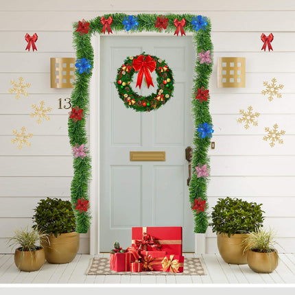 2 Pack 50 Foot Soft Christmas Garland, Non-lit Christmas Garland Ideal for Indoor and Outdoor Decor, Green Tinsel Garland for Holiday Wedding Party Decoration