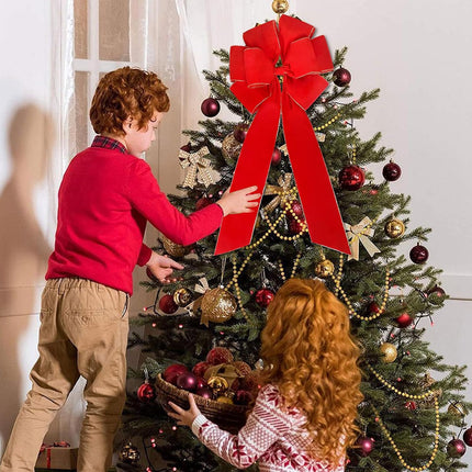 Large Christmas Bows,Giant Red Bow, Velvet Red Outdoor Christmas Decoration – Large Waterproof Red Bow for Door, Wreath, and Christmas Tree – Elegant Big Outdoor Christmas Bows (Red 2, 2 PCS)
