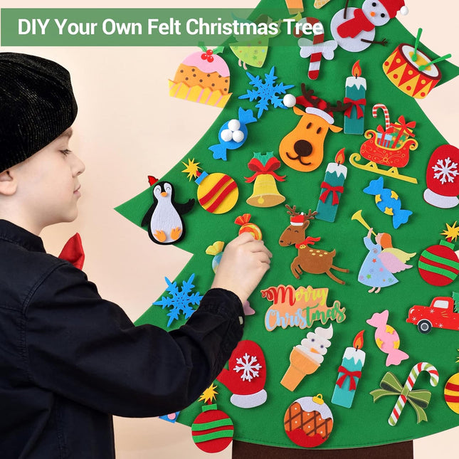 Felt Christmas Tree - 3.5 FT Wall Felt Christmas Tree for Kids with 40 Pcs Ornaments, DIY Xmas s for Christmas Decorations