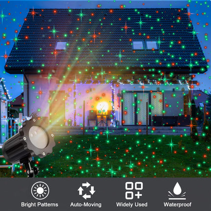 Treela 4 Pack Christmas Projector Lights Outdoor Decorations, Christmas Star Light Waterproof Holiday Projector LED Spotlights with Remote for Xmas Decor (Cute Star)