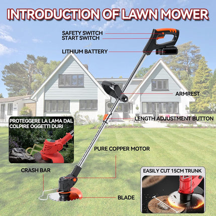 Windpost Electric Weed Wacker,650W Cordless Weed Eater,21V String Trimmers,Weed Wacker Cordless with Battery and Charger for Home Garden, Lawn, Yard, Bush Trimming & Pruning (RED)