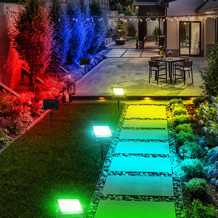 RGB LED Flood Light Outdoor 300W Equivalent, 30W Bluetooth RGBCW Smart Floodlights 2700K, 16 Million Color Changing, Timing, Music Sync, IP66 Waterprrof Landscape Lighting with US Plug (4 Pack)